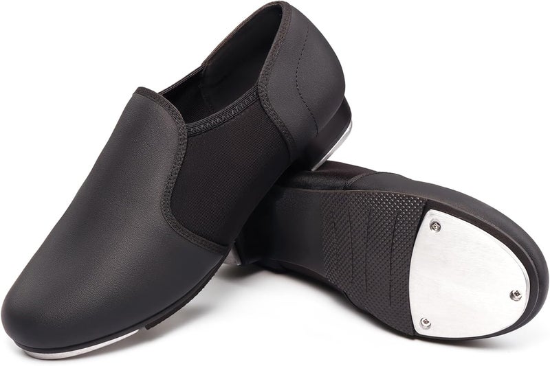Dynadans Manmade Leather Slip On Tap Shoe Dance Shoes for Women and Men's Dance Shoes - Image 1